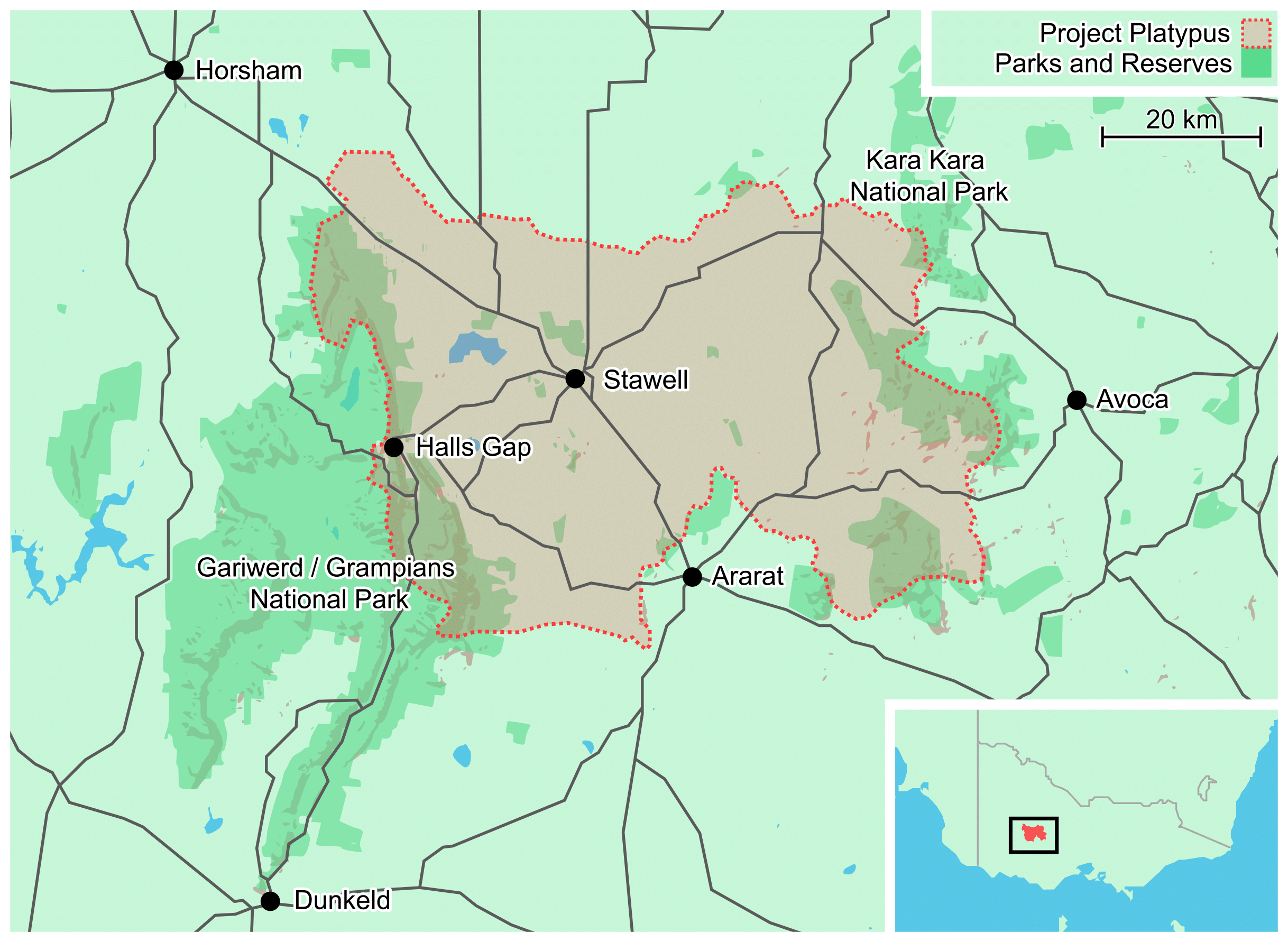 Project Platypus Map National Landcare Network Logo